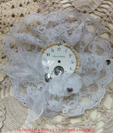 Gloomth Pale Hour Clockface Hair Fascinator Clip