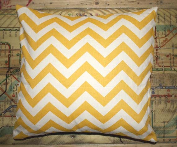Yellow Chevron Pillow Cover 18" x 18"
