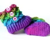 Crocodile Stitch Baby Booties - Size 0 to 6 months - Color: Rollerskate