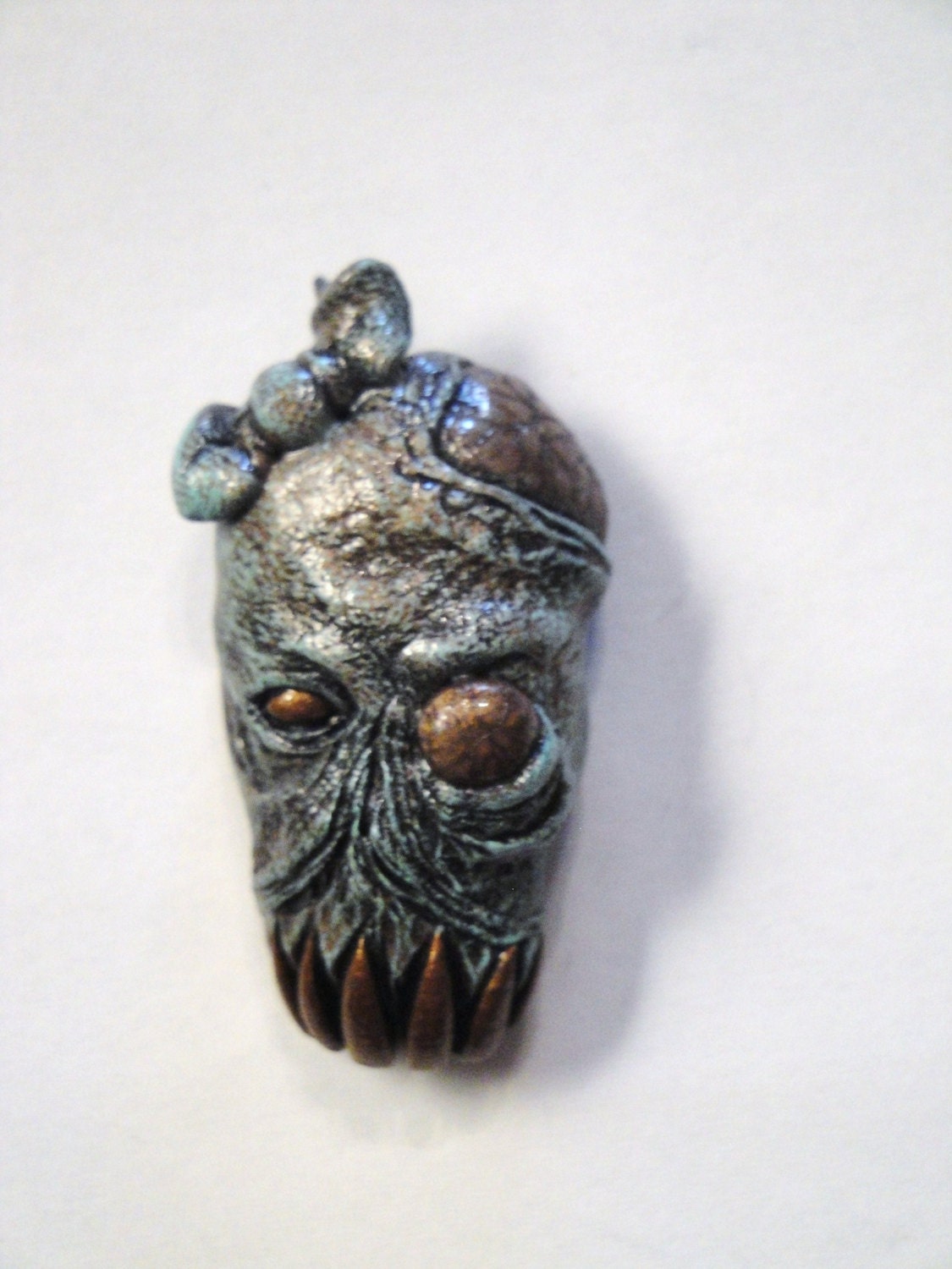 Copper Skull with Bow ZombieHead Pendant