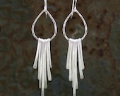 Falling Rain Sterling Silver Earrings, Solid Silver Dangle Earrings, Teardrop