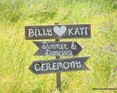 Rustic Wedding Signs 3 On 1 Stake. Country Wedding. Outdoor wedding Decorations. Photo Hand Painted Wedding Signs. YOUR WORDING