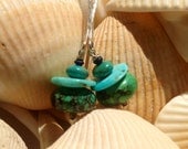 Turquoise Cairn on Sterling Drop Earrings