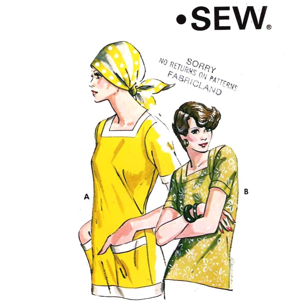 70s womens shirt with square neckline vintage sewing pattern Kwik Sew 690 Sz 14 to 20