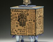 BOX, Handmade Box, Home Decor, Bat Mitzvah Gift, Judaica, Hamsa, Hebrew Student, Menorah, Torah