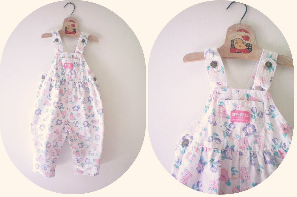 Vintage Pastel Floral Bib Overalls