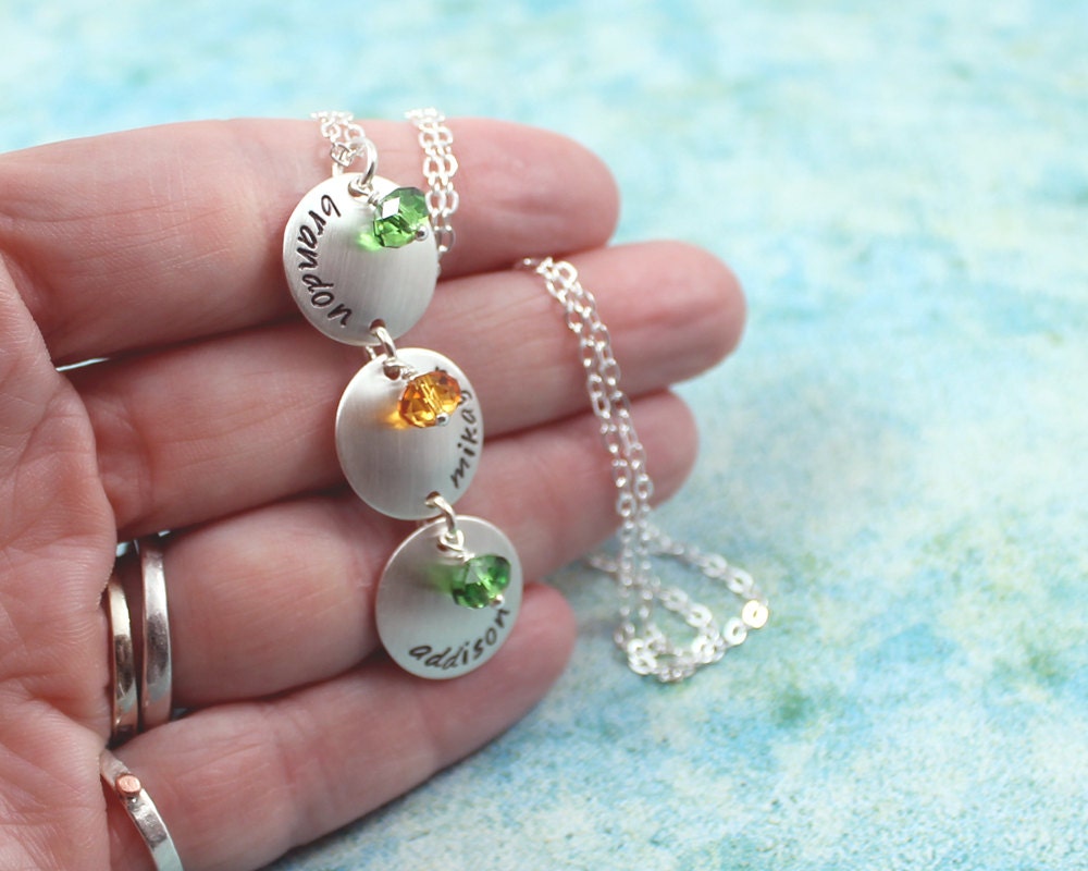 Personalized necklace, Birthstone Necklace, Mother's Day Gift, Hand stamped necklace, Custom jewelry, Mom Necklace, Grandma Necklace
