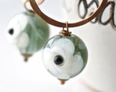 Grey white flowers earrings Murano glass beads and oxidized copper