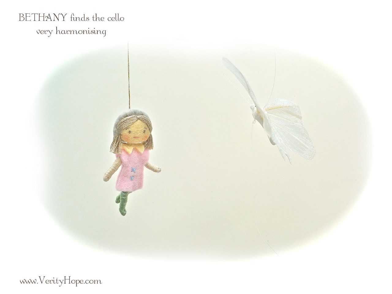 Bethany miniature hanging ornament doll. Friend of Verity Hope