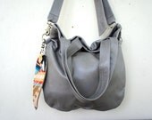 NEW///Agatha Fold Over in Grey Leather with Clip On Adjustable Strap