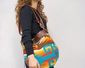Mini Agatha//in Oregon Wool Blanket with Brown and Grey Leather and Two-Way Strap
