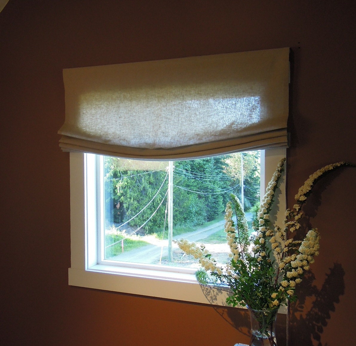 Custom Organic  Relaxed Roman Shade, Window, Hemp, Cotton, Linen