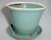 Wheel Thrown Pottery Flower Pot with Drainage Tray - Perfect for flowers that want to be watered from the bottom