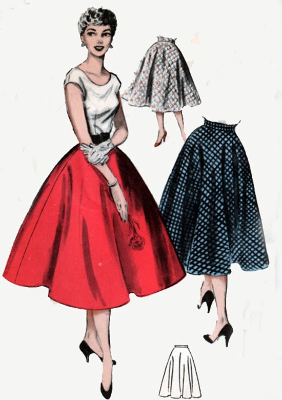 50s Butterick 6167 ROCKABILLY Quick and Easy Semi Circle Skirt Vintage Sewing Pattern Size 24 Waist Hip 33 UNCUT