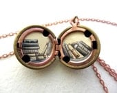 Love to Read Locket - Tiny Books Inside a Vintage Locket - Hand-painted - Gift for Reader and Book Lover