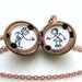 Robot Love Locket, Hand-Painted in Oil, Vintage Ball Pendant, Black, White and Silver, Nerd Couple