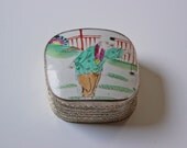 silver and porcelain trinket or vanity jewelry box V