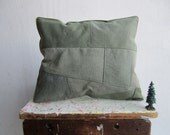 Olive Drab Patchwork Pillow Suede Heart