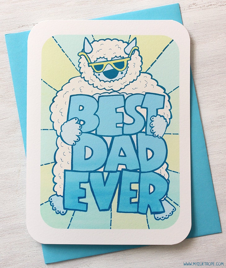Happy Fathers Day Card -Best Dad Ever Yeti Notecard