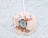 Sand Dollar Ornament Turquoise and White Coastal Decor