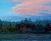 EVENING MIRROR -- Original 5x3.5 inch miniature landscape oil painting, by Diana Moses Botkin