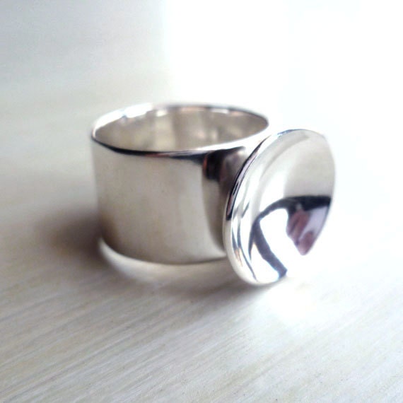 Satellite Ring - Sterling Silver - Wide Band - Unisex - Modern - Design - Minimalist - Handmade - Satellite Dish Ring