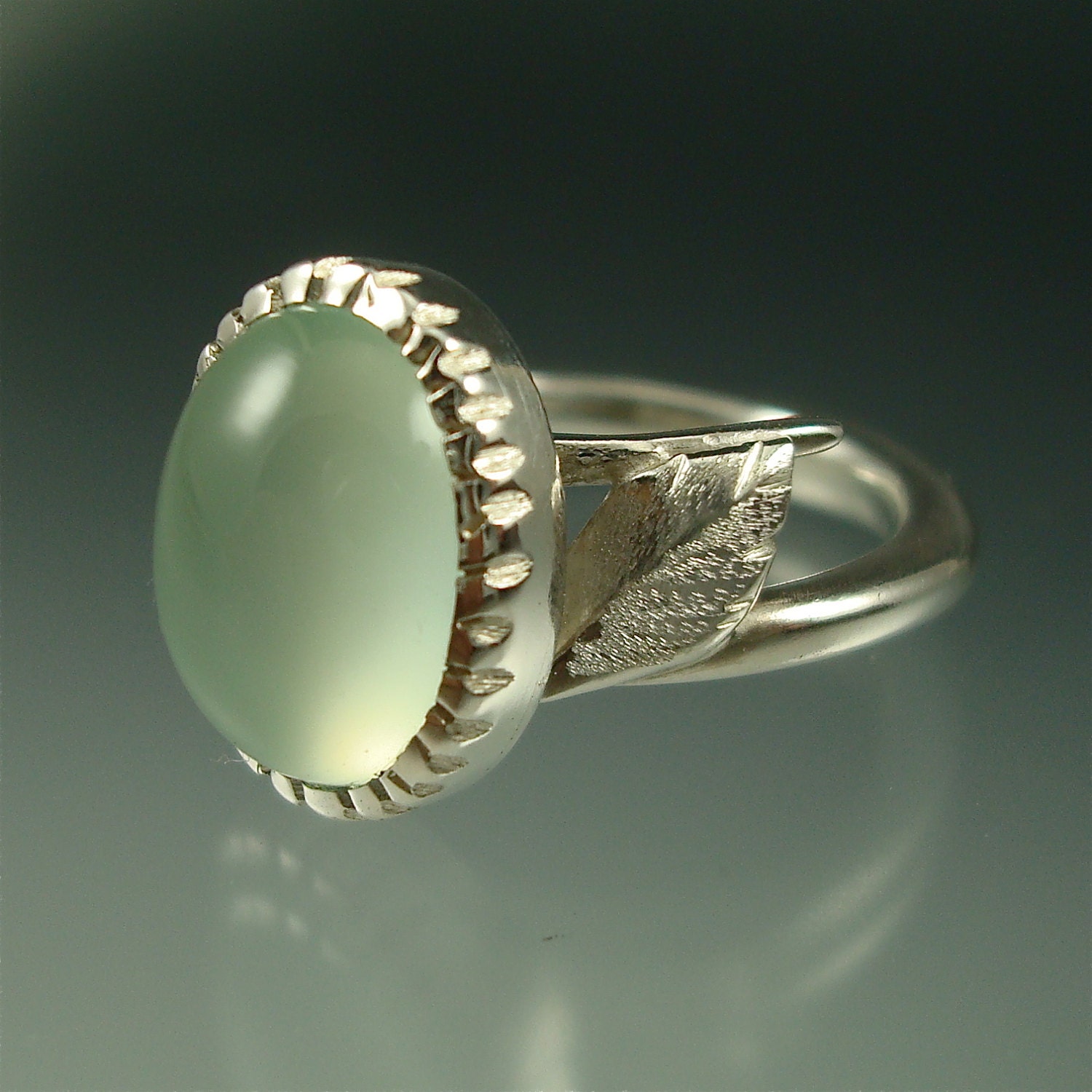 Green Chalcedony and Sterling Silver Ring - ready to ship