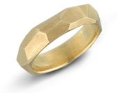 14k yellow gold Chiseled Ring - 6mm wide