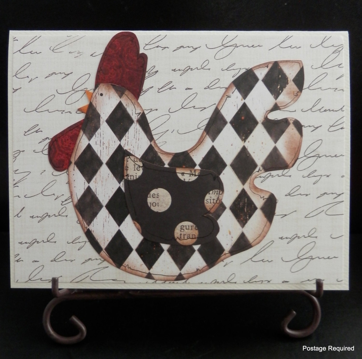 Greeting Card Paper Pieced Rooster French Country