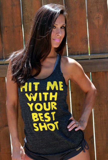 Hit Me With Your Best Shot. Eco-Heather Workout Tank. Sizes S-XL.