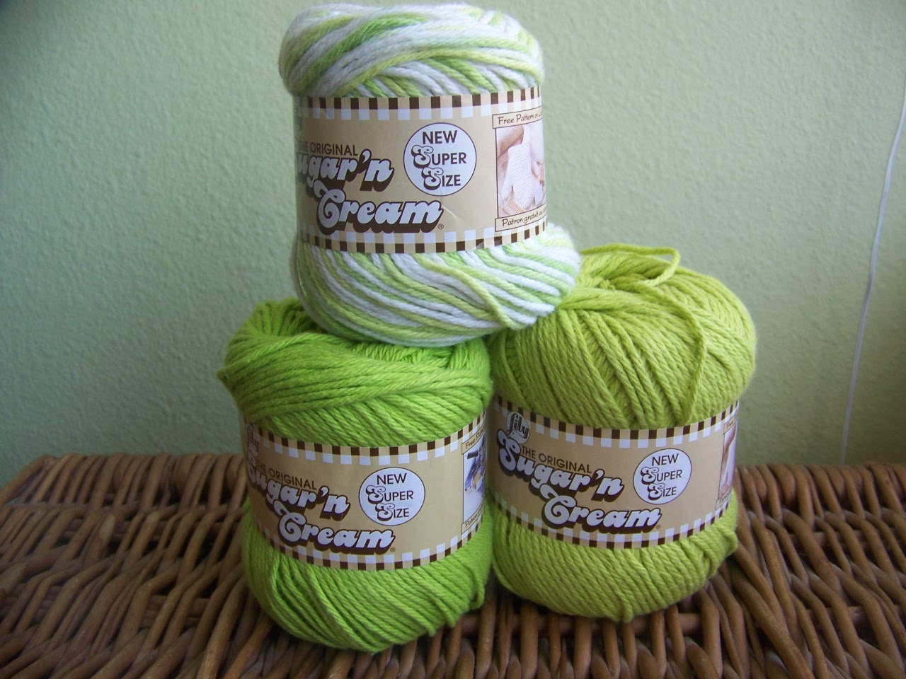 Key Lime Pie Lily Sugar and Cream Cotton Yarn, 3 skeins, Super Size