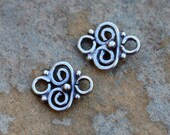 2 Bali Sterling Silver  Connectors  - 9mm x 7mm