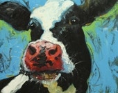 Cow portrait animal painting 627 20x20 inch original oil painting by Roz