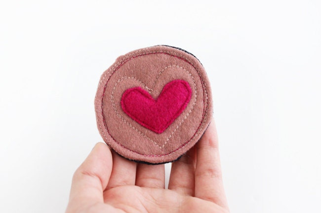 Pink Wool Heart Brooch