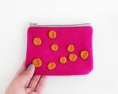 Magenta and mustard wool Pouch