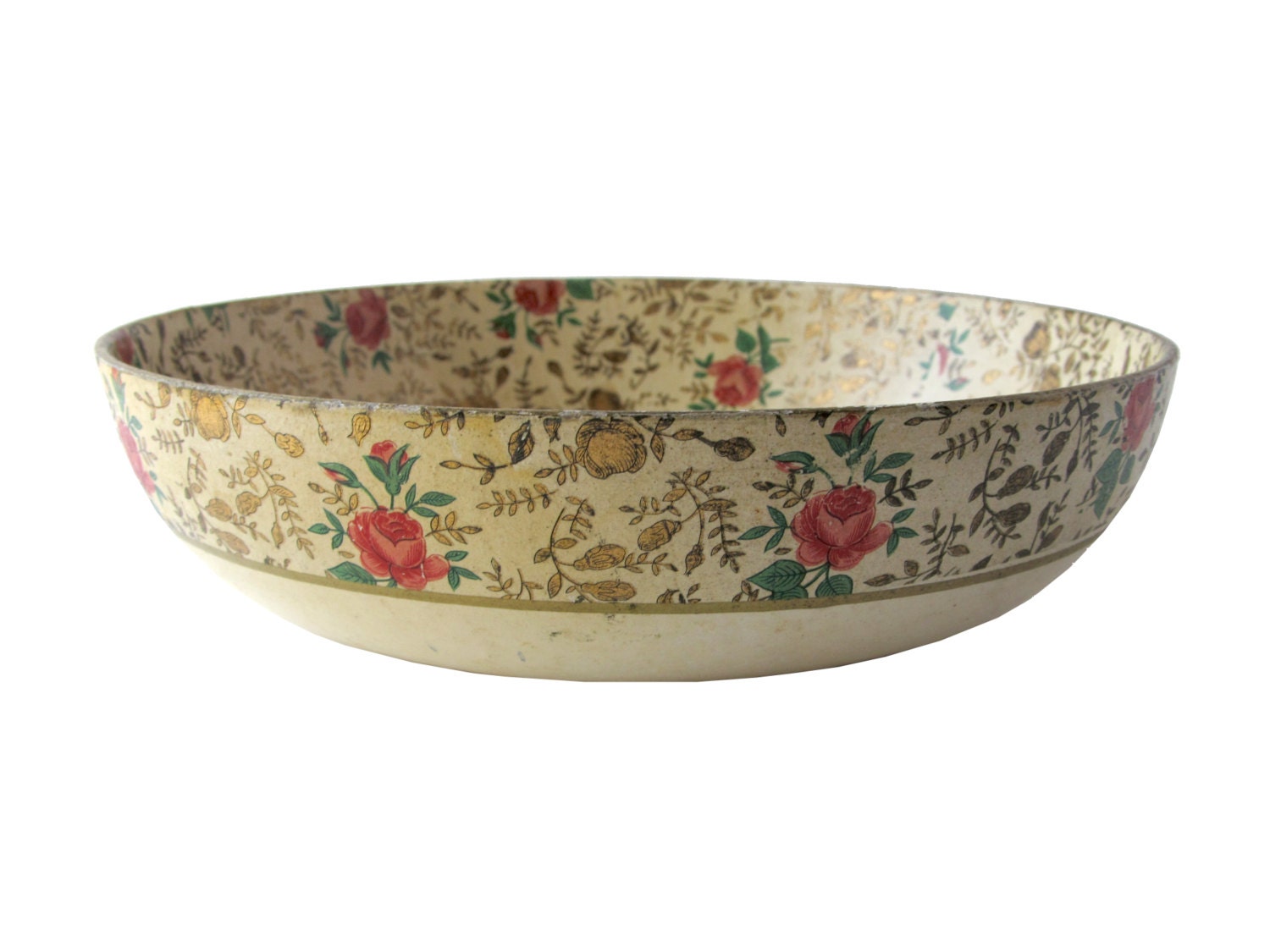 Vintage ROSE BOWL Paper Mache