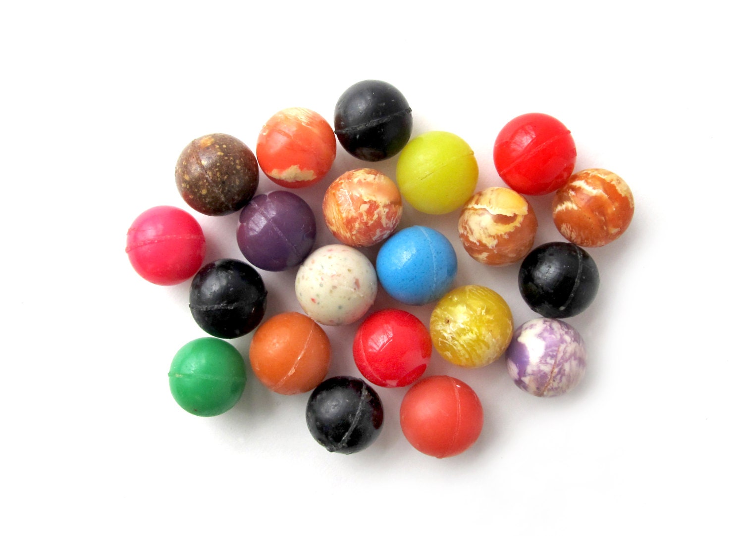 Vintage RUBBER BALLS Set of 21 Colorful Bouncy Balls