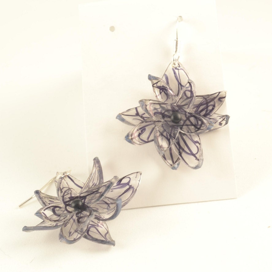 Upcycled Plastic Bottle FLOWER Earrings