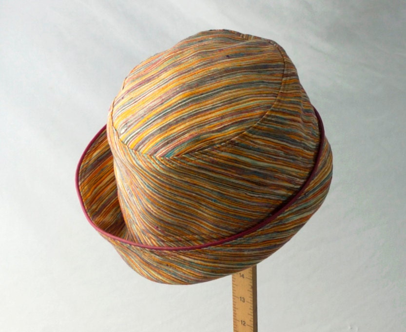 Raw Silk Cloche in Goldenrod, Blue, and Red : Women's Hats