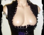 SALE Black and Purple Skull Brocade Underbust Vest Size Large