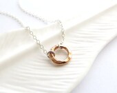Anapuni Rose - Rose Gold Circle necklace mixed metal, rose gold necklace, rose gold jewelry, simple necklace