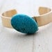 Turquoise Cuff, Large Gemstone & Raw Brass Wire Wrapped, Summer Boho Fashion