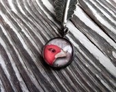 Feather Bookmark with Red Bird Charm