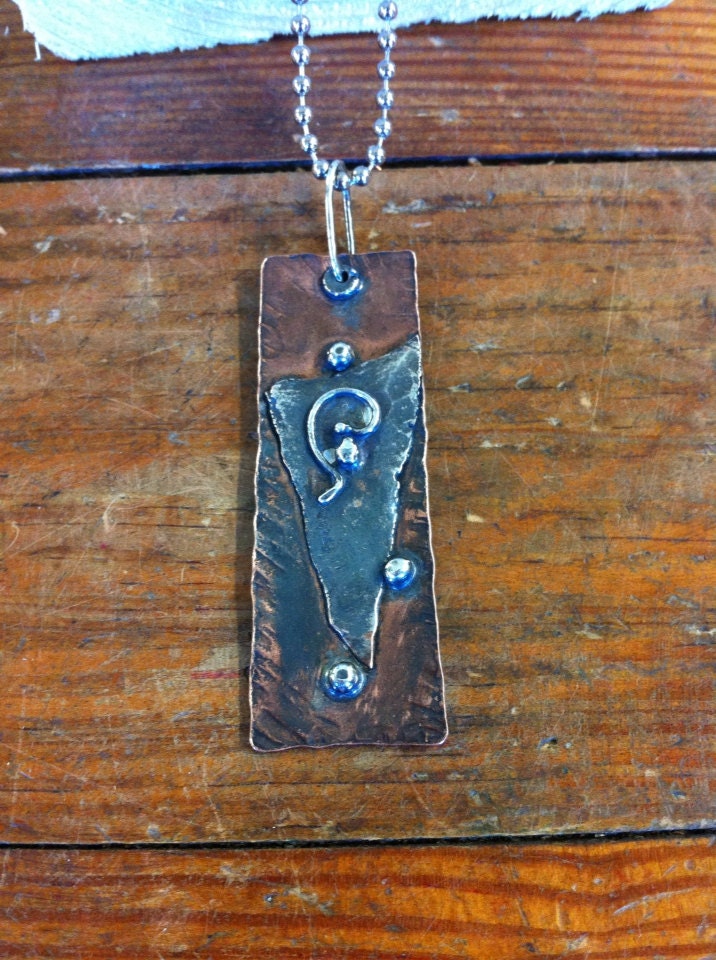 Copper with Silver Triangle & Ball Pendant