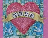 4x4 True Heart Ceramic tile, True tattoo heart tile, one of a kind ceramic tile