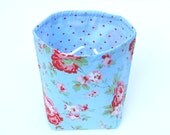 Reversible Drawstring Knitting bag or small project bag Kip bag Cath Kidston Rose pink and blue