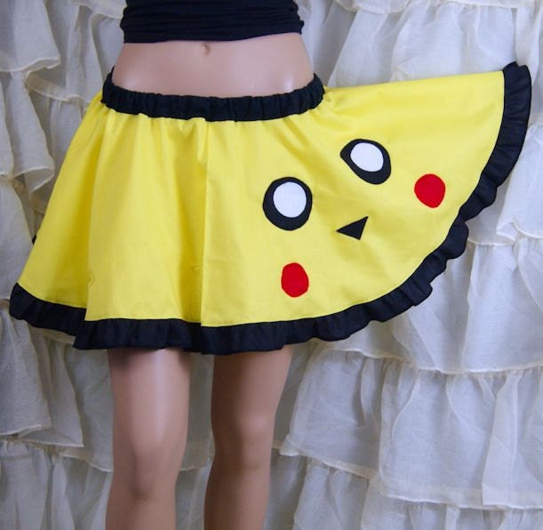 Pikachu Pokemon Retro Gamer Applique Circle Skirt Adult ALL Sizes - MTCoffinz