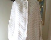Beautiful White Hand Knit Poncho Style Cape will bit Med to XL  1960s or 70s vintage