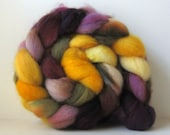 Hand Dyed BFL Wool Spinning  Felting Fiber, Blue Faced Leicester Top Roving, hand painted, 4 oz BFL056