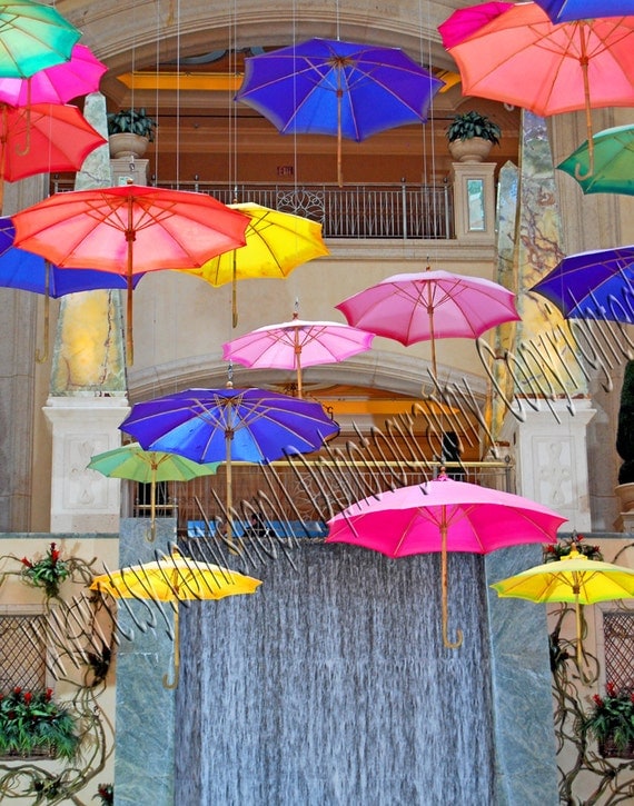 Falling Rainbow Umbrellas Las Vegas fine art metallic Photography  5 x 7